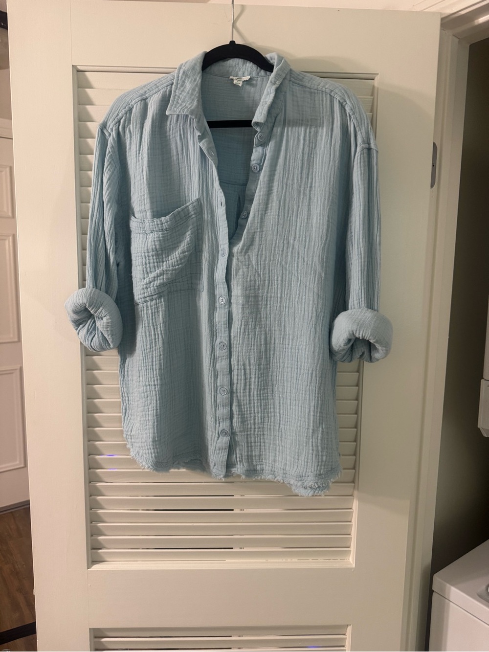 dip Pale Blue Gauze Button-Up